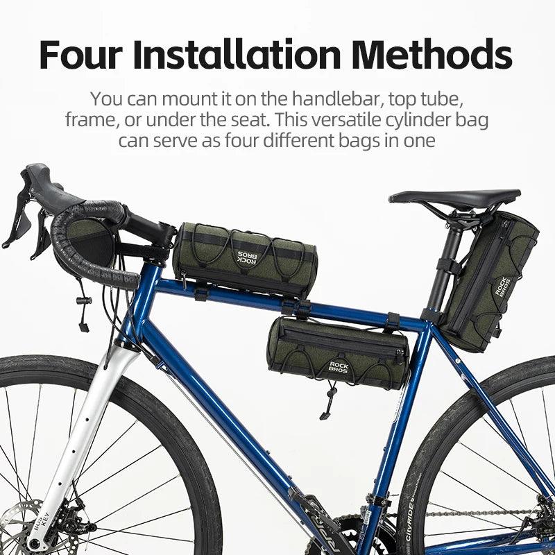 ROCKBROS Bicycle Bag Front Portable Handlebar Pannier 2L Big Capacity Multifunctional Shoulder Bag Reflectice Tube Bike Bag