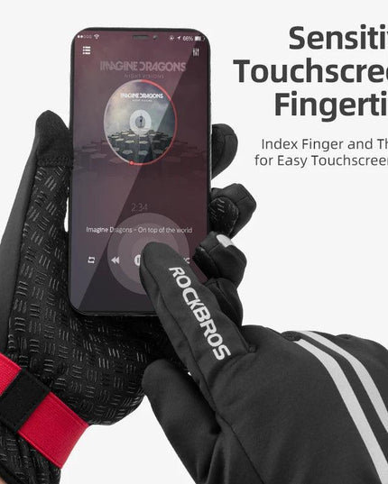 ROCKBROS Winter Gloves Touch Screen Gloves Warm Outdoor Cycling Driving Motorcycle Fleece Gloves Windproof Non Slip Full Fingers
