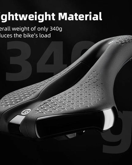 ROCKBROS Bicycle Saddle Hollow Breathable Shockproof Cycling Seat PU Non-Slip Leather Cushion Lightweight MTB Road Bike Saddle