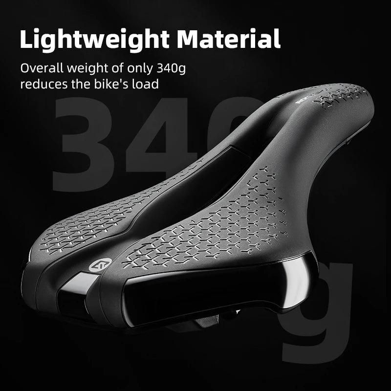 ROCKBROS Bicycle Saddle Hollow Breathable Shockproof Cycling Seat PU Non-Slip Leather Cushion Lightweight MTB Road Bike Saddle