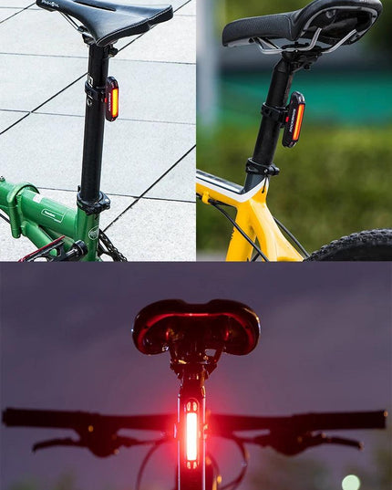 ROCKBROS Bicycle Light Waterproof Bike Taillight LED USB Rechargable Safety Back Light Riding Warning Saddle Bike Rear Light