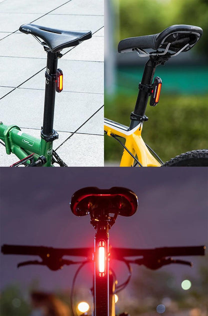 ROCKBROS Bicycle Light Waterproof Bike Taillight LED USB Rechargable Safety Back Light Riding Warning Saddle Bike Rear Light