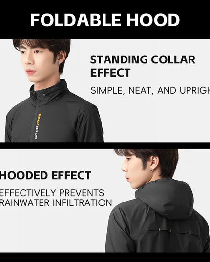 ROCKBROS Raincoat Cycling Waterproof Jacket Lightweight Motorcycle Rain Coat Breathable Reflective Hooded Outdoor Windbreaker