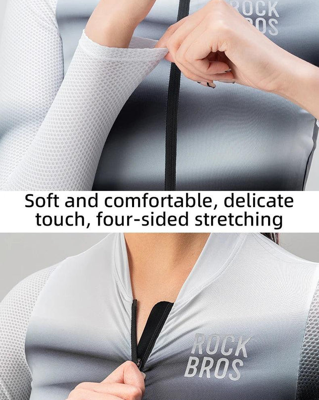 ROCKBROS Cycling Jersey Breathable Men Women Quick Dry Long-sleeved Shirt Windproof Spring/Summer Riding Clothing with YKK zippe