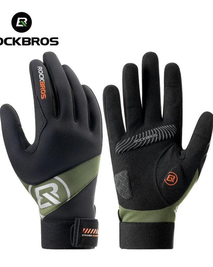 ROCKBROS Long Finger Cycling Gloves Spring Autumn Gloves Non-slip Shock-absorbing Touch Screen Reflective MTB Road Bike Glove