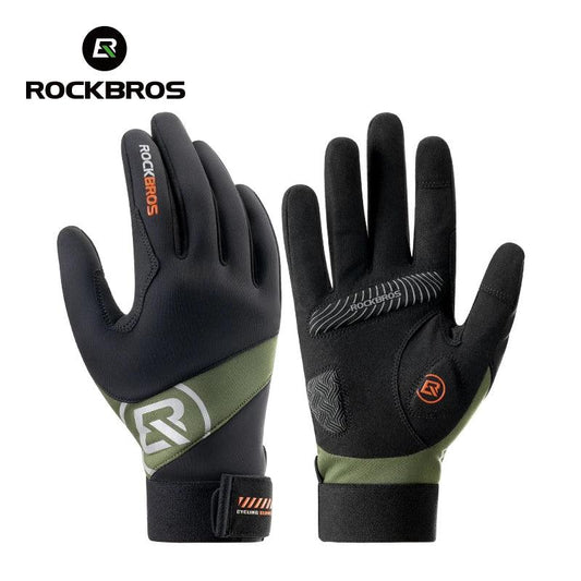 ROCKBROS Long Finger Cycling Gloves Spring Autumn Gloves Non-slip Shock-absorbing Touch Screen Reflective MTB Road Bike Glove