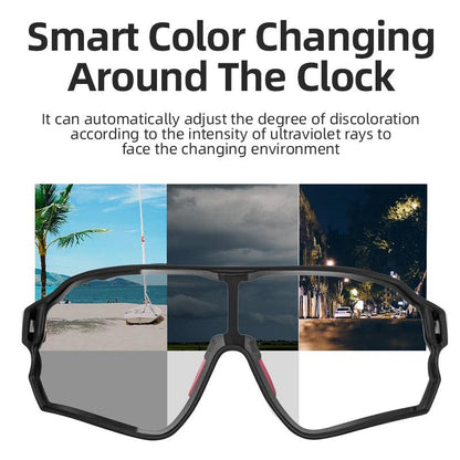 ROCKBROS Photochromic Cycling Glasses Outdoor Sports UV400 Goggles Sunglasses Bicycle Sports Eyewear Running Fishing Glasses