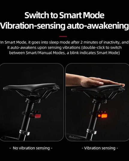 ROCKBROS Bike Rear Light IPX6 Bike Taillight LED Type-C Charging 5Modes Safety Warning Cycling Smart Taillight Rear Bicycle Lamp