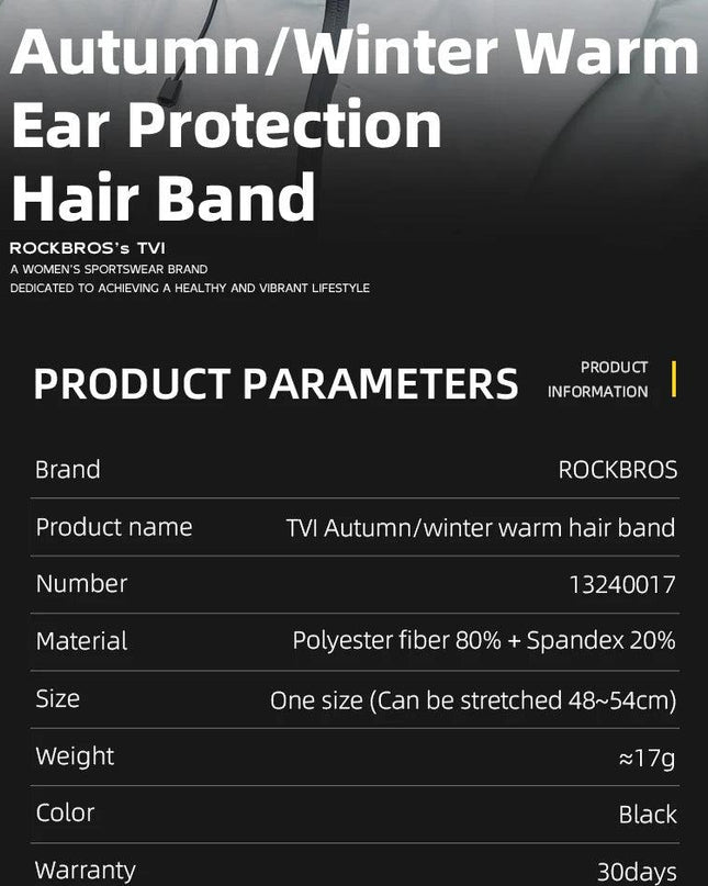 ROCKBROS Fleece Ear Warmer Sports Headband Windproof Warm Headwear Earmuffs Outdoor Riding Skiing Ear Warmers High Elasticity