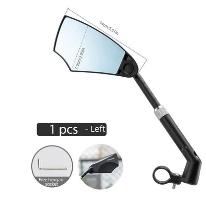 ROCKBROS Bicycle Rearview Mirror Universal Wide-Range 360° Adjustable Mirror For Mountain Road Bike Motorcycle Scooter Safety