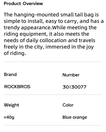 ROCKBROS Bicycle Saddle Bag Shoulder Bag Polyester Bike Tailbag Storage Seat Pouch Bag Outdoor Reflective Crossbody Bags