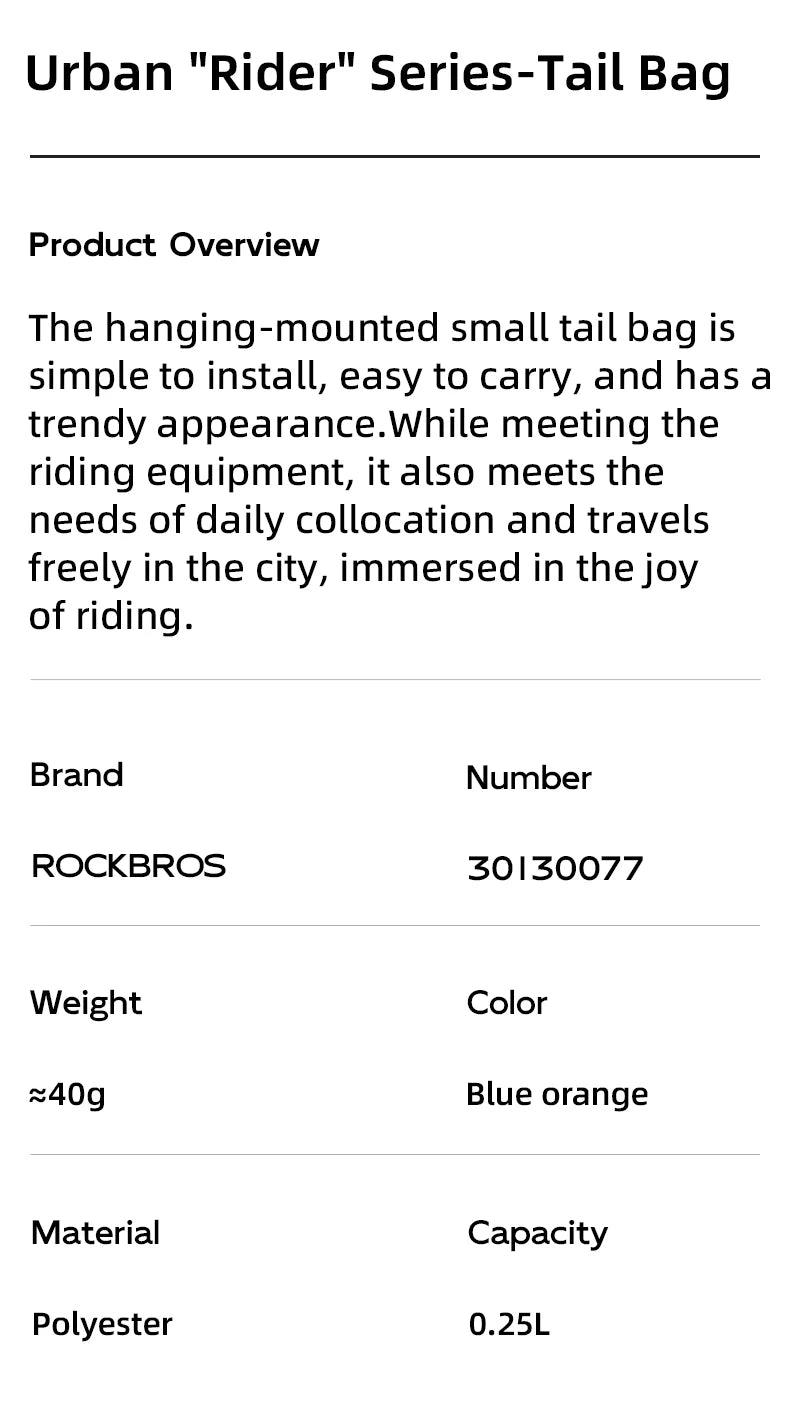 ROCKBROS Bicycle Saddle Bag Shoulder Bag Polyester Bike Tailbag Storage Seat Pouch Bag Outdoor Reflective Crossbody Bags