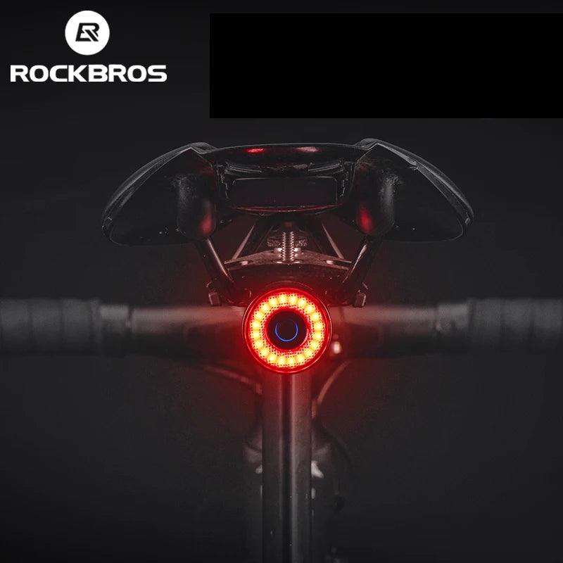 ROCKBROS Bike Tail Light MTB Road Bike Night Cycling Rear Light Smart Brake Sensor Warning Light Waterproof Bicycle Accessories