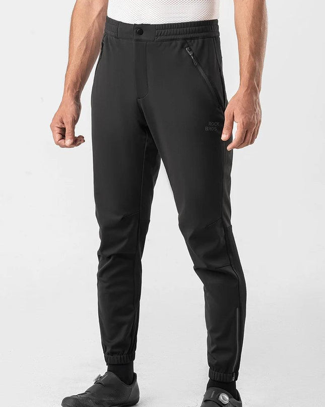 ROCKBROS Cycling Pants Windproof Warm Autumn Winter Bike Pants Fleece-lined Long Pants Riding Fitness Trousers Sport Equipment