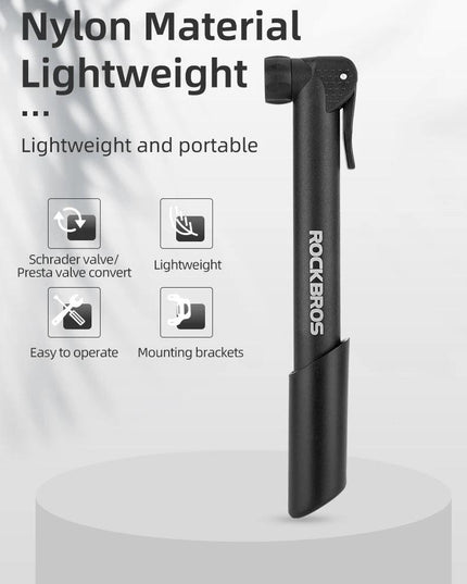 ROCKBROS Bike Pump 80PSI Schrader Presta Valve Bicyle Pump MTB Road Mini Portable Air Inflator nylon Cycling Pump Accessories