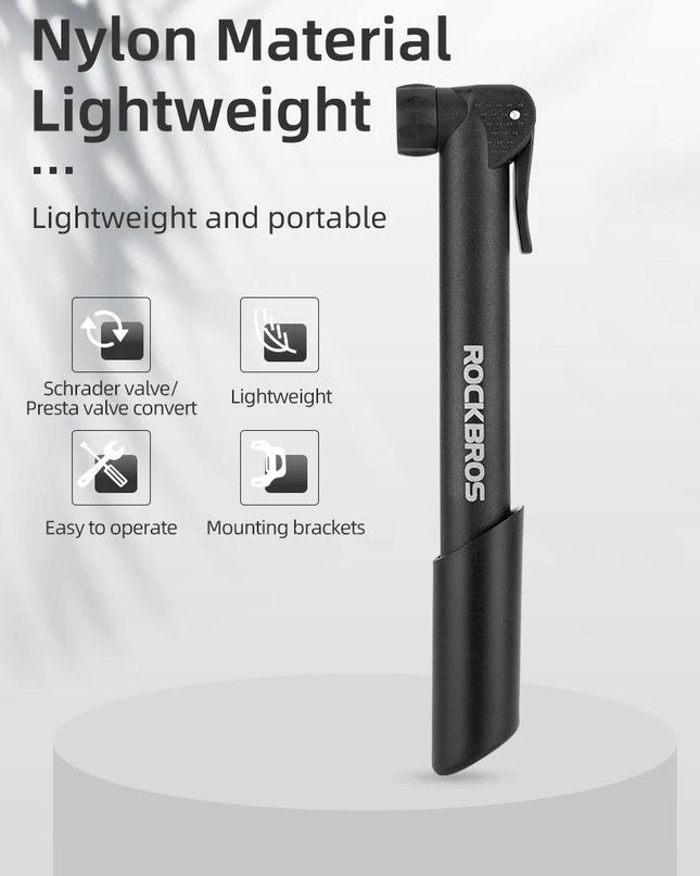 ROCKBROS Bike Pump 80PSI Schrader Presta Valve Bicyle Pump MTB Road Mini Portable Air Inflator nylon Cycling Pump Accessories