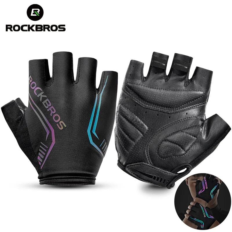 ROCKBROS MTB Road Male Cycling Gloves High Reflective Ant-slip Shockproof Fingerless Gloves For Bicycle Motorcycle Accessories