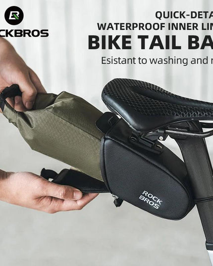 ROCKBROS Cycling Tail Bag Detachable Seat Pack Bag Large Capacity Waterproof Portable Riding Adjustable Bike Bag 0.8L-1.3L