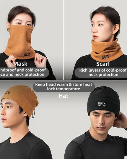 ROCKBROS Winter Scarf Hats Fleece Windproof Balaclava Hiking Warm Mask Bandana Ear Neck Cover Thermal Camping Sport Gear