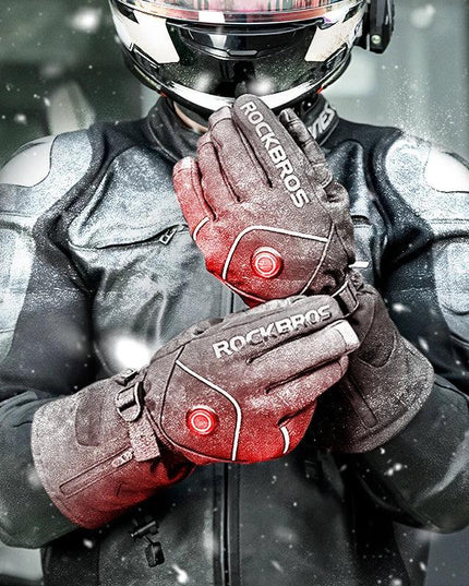 ROCKBROS Electric Heated Gloves Warmer Ski Gloves With Battery Powered Snowboard Cycling Glove Non-slip Touch Screen Gloves