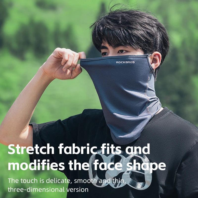 ROCKBROS Summer Ice Silk Mask Anti-UV Quick-drying Face Cover Sunscreen Bandana Breathable Neck Protection Hanging Ear Scarf