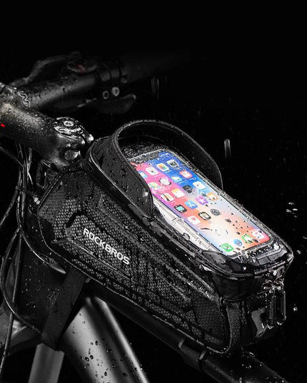 ROCKBROS Bicycle Bag Waterproof Touch Screen Cycling Bag Top Front Tube Frame MTB Road Bike Bag 6.5 Phone Case Bike Accessories