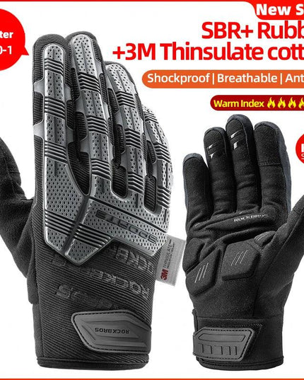 ROCKBROS Tactical Gloves SBR Thickened Pad Cycling Gloves Shockproof Breathable GEL Bike Gloves Winter Warmer Full Finger Sport