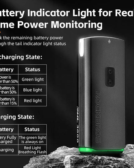 ROCKBROS 3000LM Bike Light Type-C Charging Front Lamp 10000mAh Bicycle Light IPX6 Aluminum Alloy Headlight Bike Accessories