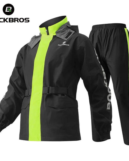 ROCKBROS Motorcycle Raincoat Suit Ultralight Rainwear Shoes Cover Waterproof Reflective Rain Coat Stripe for Riding Equipment