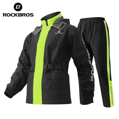 ROCKBROS Motorcycle Raincoat Suit Ultralight Rainwear Shoes Cover Waterproof Reflective Rain Coat Stripe for Riding Equipment