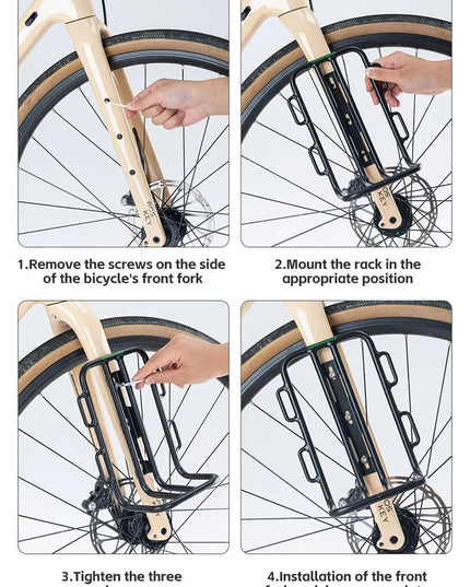 ROCKBROS Bicycle Front Fork Shelf With Bike Fork Bag MTB Road Cycling Racks Load Bearing Luggage 2.7LPortable Bike Bag Accessory
