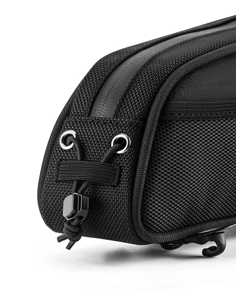 ROCKBROS Bicycle Bag 1.3L Portable Frame Front Tube Cycling Bag Waterproof MTB Road Bicycle Pannier Black With Headphone Jack