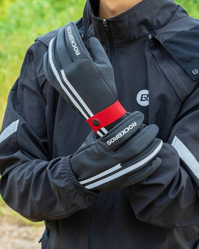 ROCKBROS Winter Gloves Touch Screen Gloves Warm Outdoor Cycling Driving Motorcycle Fleece Gloves Windproof Non Slip Full Fingers