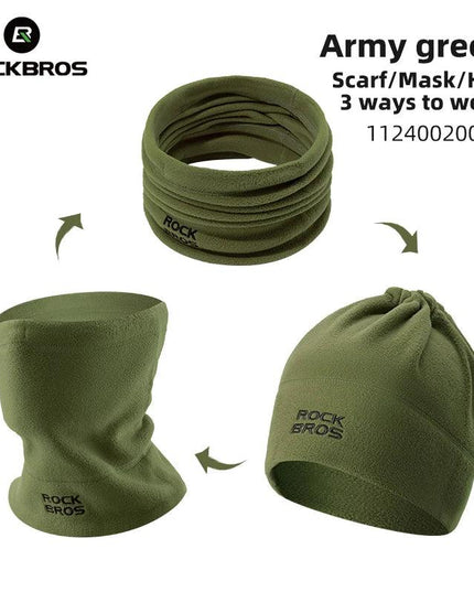 ROCKBROS Winter Scarf Hats Fleece Windproof Balaclava Hiking Warm Mask Bandana Ear Neck Cover Thermal Camping Sport Gear