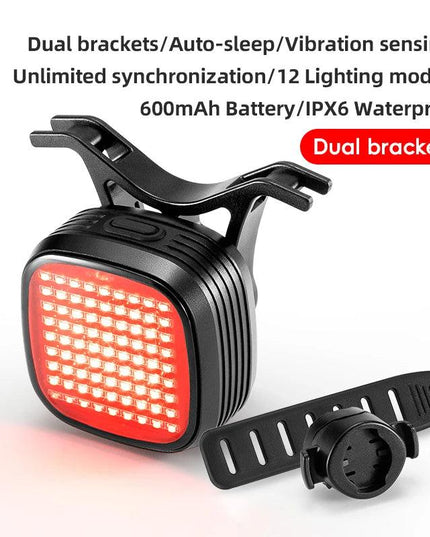 ROCKBROS Bicycle Rear Light Smart Sync Brake Sensing Taillight 12 Modes Ipx6 Rechargeable Rear Light MTB Road Bike Accessories