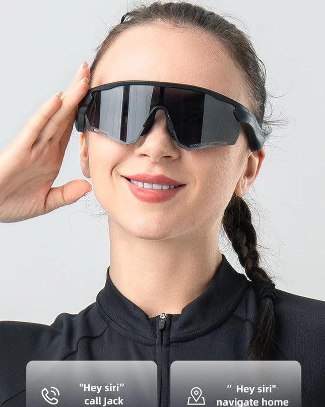 ROCKBROS Polarized Glasses Wireless Bluetooth 5.2 Sunglasses Headset Telephone Driving MP3 Riding Cycling Eyewear UV400 Goggles