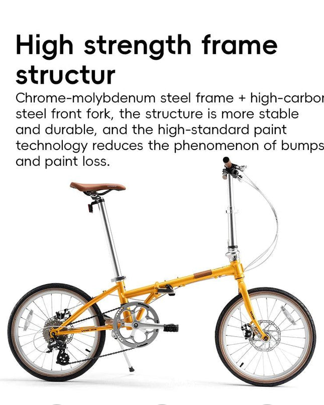 ROCKBROS Lightweight Bike Folding Design 20 inch Bike With Shimano 8-speed Wire-drawn Disc Brake System Adult Folding Bike