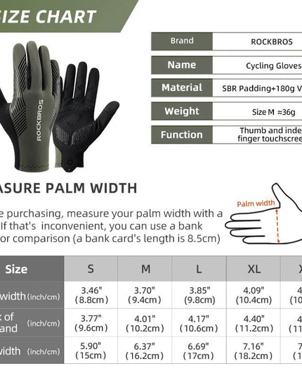 ROCKBROS Cycling Gloves Spring Summer Gloves Touch Screen Anti-slip Breathable MTB Road Bike Running Fitness Gym Motor Gloves