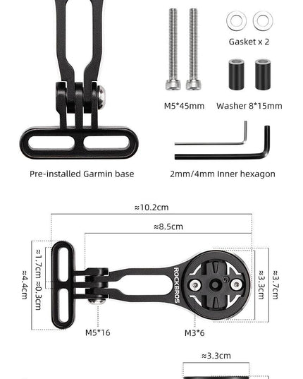 ROCKBROS Bike Bracket Front Light Lamp Holder Aluminum Alloy Extension Holder for Bicycle Computer Wahoo Bryton Garmin Bracket