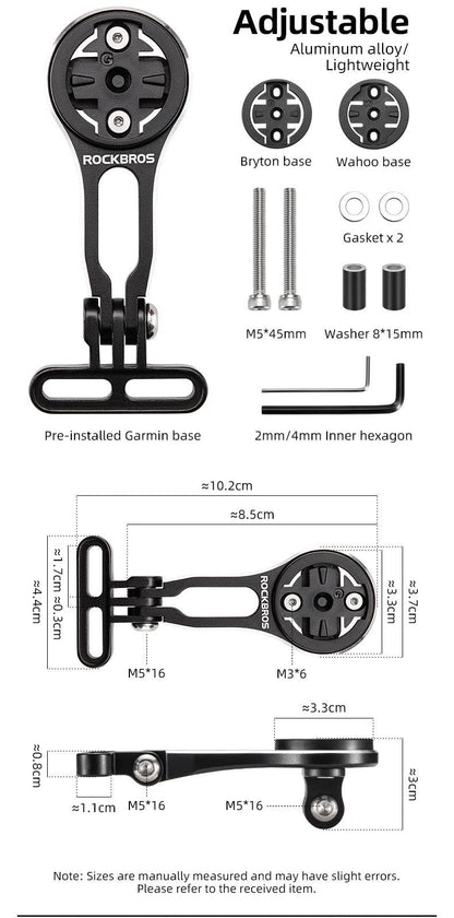 ROCKBROS Bike Bracket Front Light Lamp Holder Aluminum Alloy Extension Holder for Bicycle Computer Wahoo Bryton Garmin Bracket