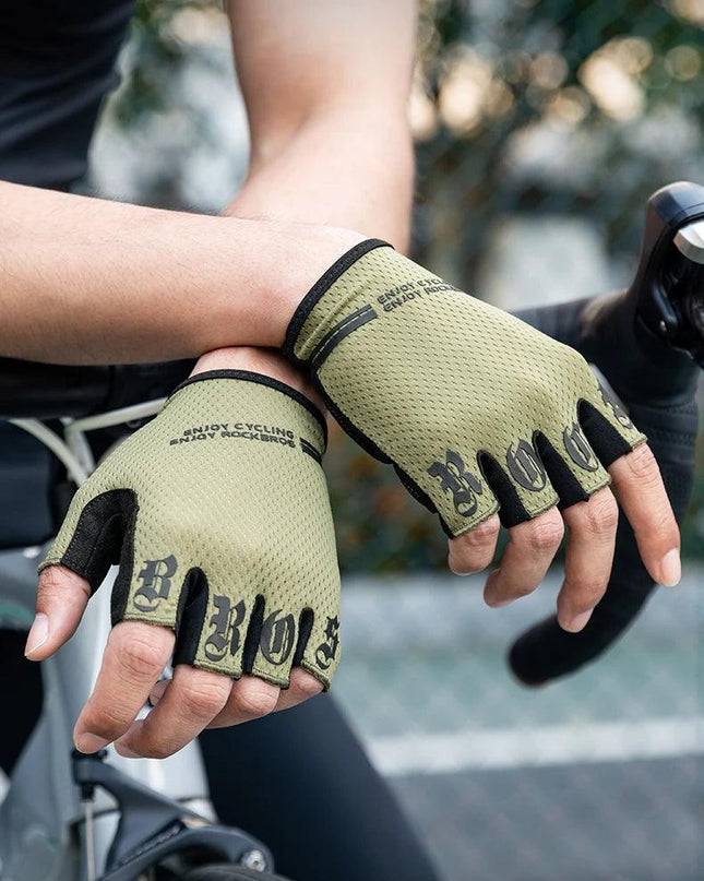 ROCKBROS Half Finger Gloves SBR Palm Pads Breathable Anti-shock Cycling Gloves High Elasticity Fitness Bicycle Fingerless Gloves