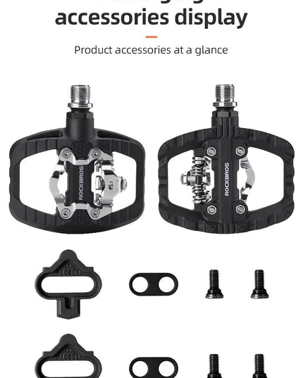 ROCKBROS MTB Bicycle Pedals 2 In 1 Flat/Lock Pedal Mountain Bike Non-Slip Labor Saving Nylon Pedals Waterproof Sealed Bearing