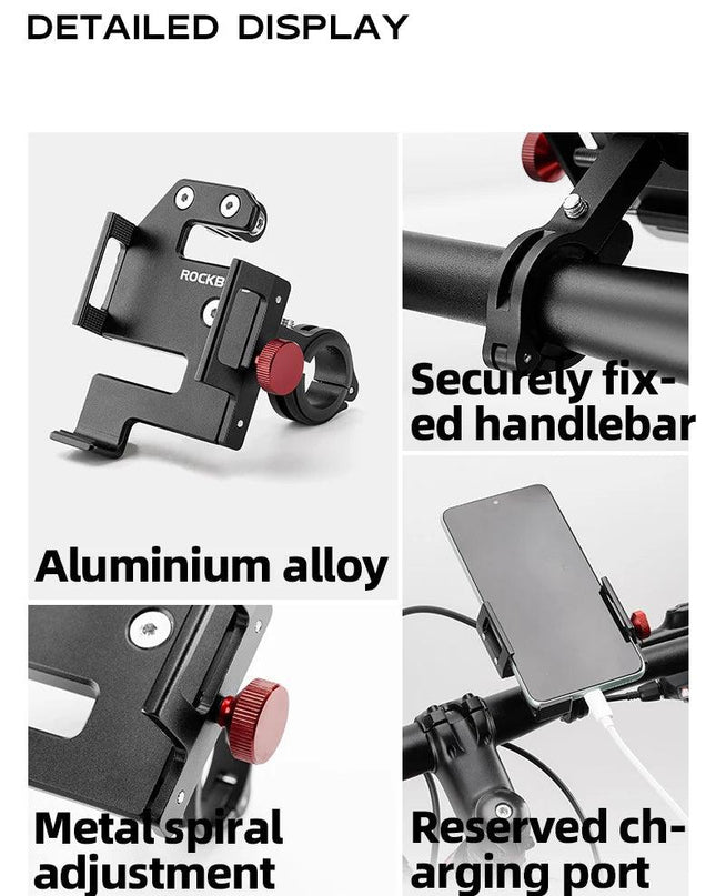 ROCKBROS Bicycle Phone Holder S Clip Ring Holder Aluminum Alloy Anti-Slip for 4.7-7.09inch Phones Moto Motorcycle Stand Bracket
