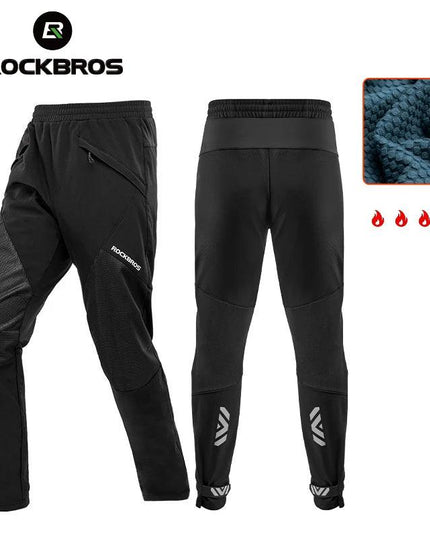 ROCKBROS Bike Pants Winter Bicycle Long Pants Thermal Fleece Reflective Cycling Pants Warm Windproof Men Sport Trousers EUR Size