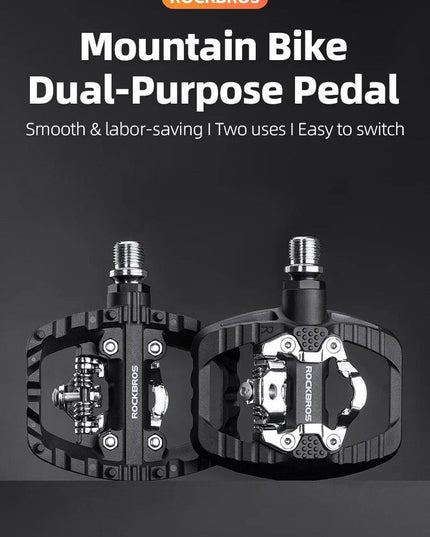 ROCKBROS MTB Bicycle Pedals 2 In 1 Flat/Lock Pedal Mountain Bike Non-Slip Labor Saving Nylon Pedals Waterproof Sealed Bearing