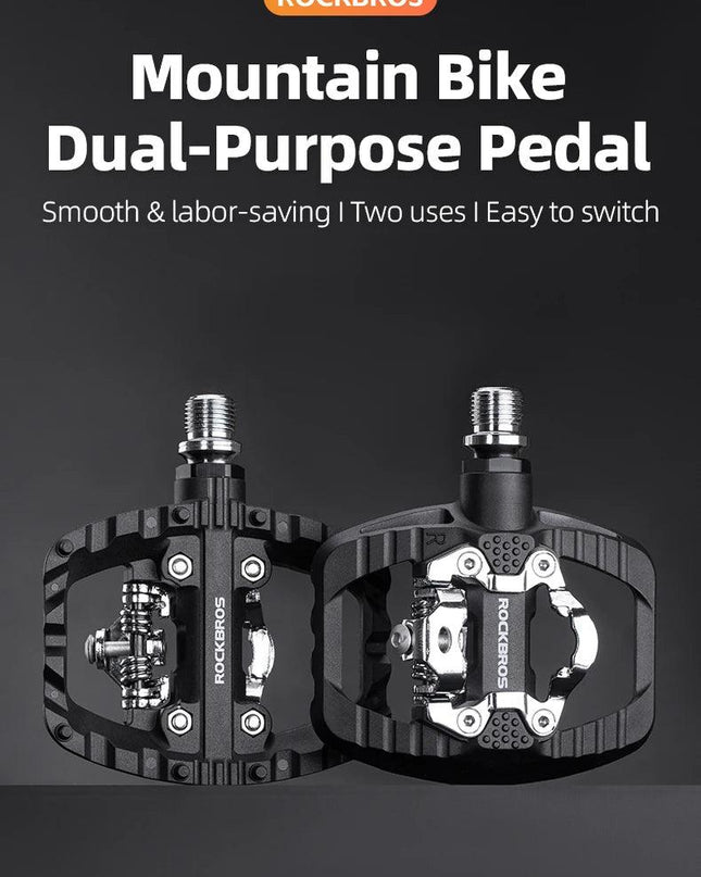 ROCKBROS MTB Bicycle Pedals 2 In 1 Flat/Lock Pedal Mountain Bike Non-Slip Labor Saving Nylon Pedals Waterproof Sealed Bearing