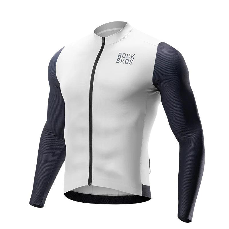 ROCKBROS Cycling Jersey Breathable Long Sleeved Quick Drying With Rear Pocket Bicycle Clothing Non-slip Sweatshirt Cycling Suit