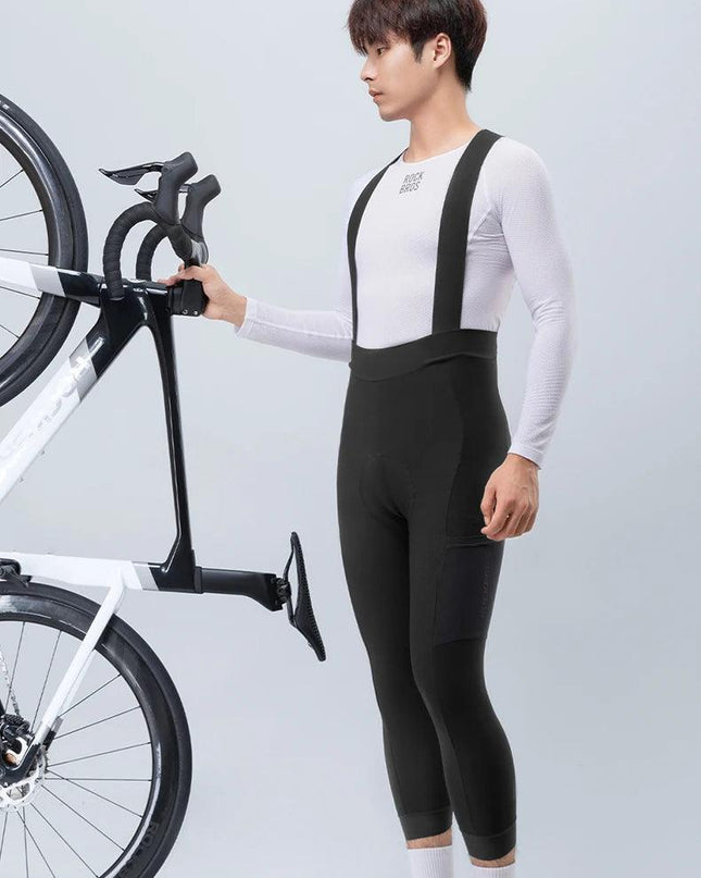 ROCKBROS Winter Cycling Bib Pants Breathable Long Pants Road Bike Pants Bib Tights 3D Cushion Padded Fleece Thermal Bicycle Pant