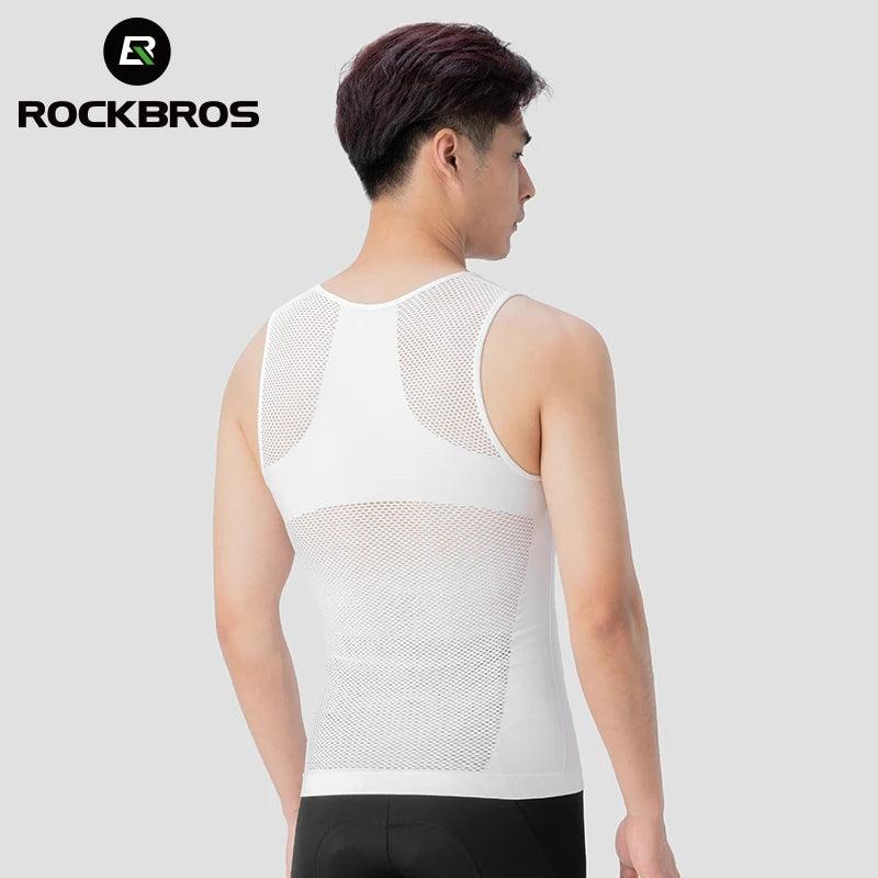 ROCKBROS Cycling Vest High Elastic Cycling Base Layer Sleeveless Bicycle Vest Quick Dry Undershirt Breathable Running Sport