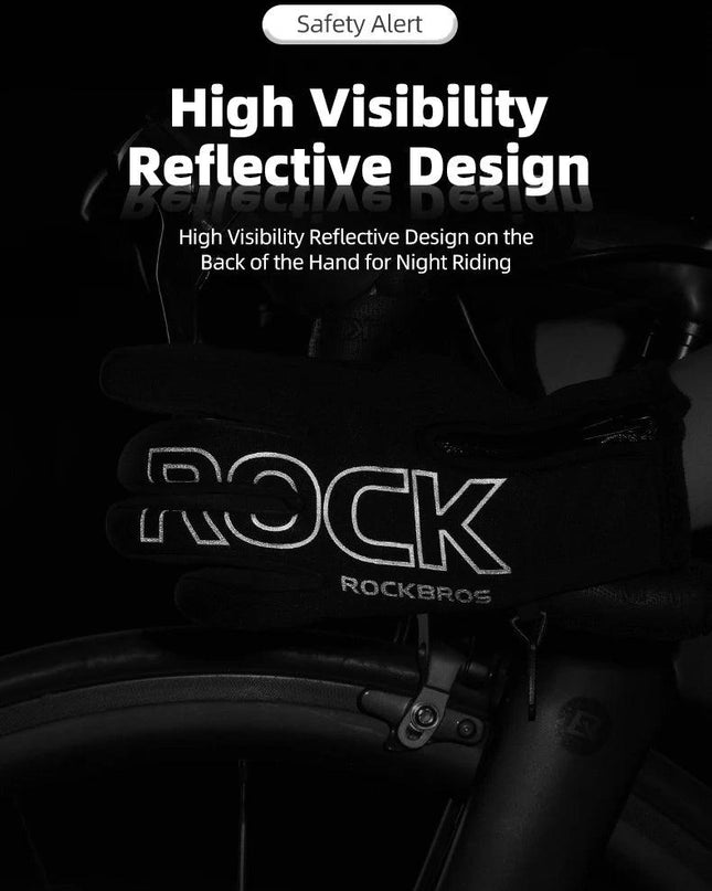 ROCKBROS Winter Gloves Touch Screen Gloves Warm Outdoor Cycling Driving Motorcycle Fleece Gloves Windproof Non Slip Full Fingers